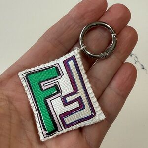 Fendi 🆙cycled Vibrant Pink Green hand stitched pillow clip